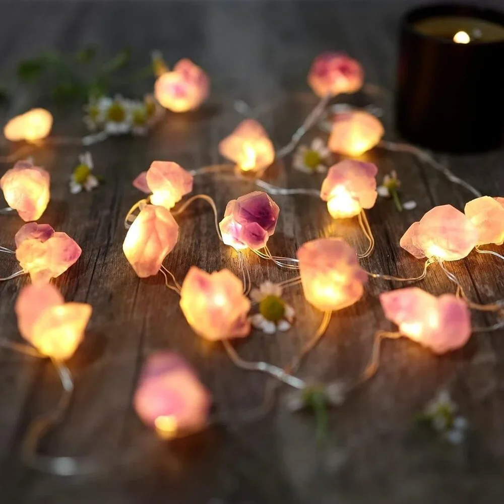 Natural Amethyst Crystal Lights Color Change Gem Fairy Lights